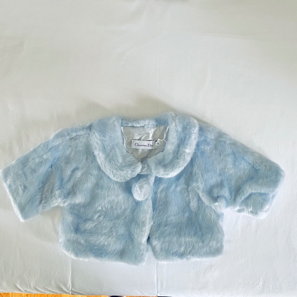 Christian Dior Girls (size 3) Blue Fur Coat